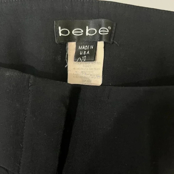 Vtg Y2K Bebe Womens 10 Viscose Nylon Dress Pants Zip Cuff Faux Leather Career - Picture 4 of 8